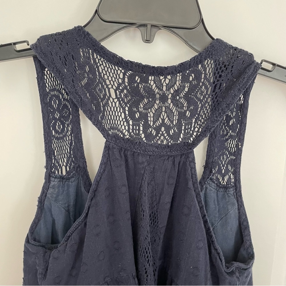 Classic T-Shirts Navy Blue Lace Layered Tank Top Size S - Picture 7 of 11